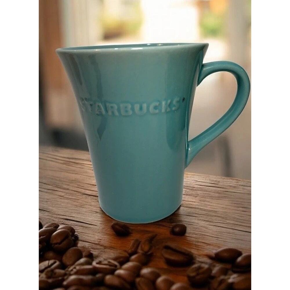 VENTI STARBUCKS 2011 - Rare Blue Flare Top Raised Logo 21.1 oz LARGE MUG 5.5”